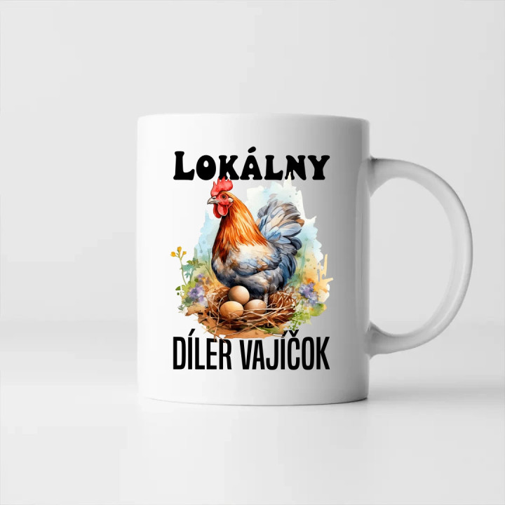 Lokálny díler vajíčok - keramický hrnček s potlačou