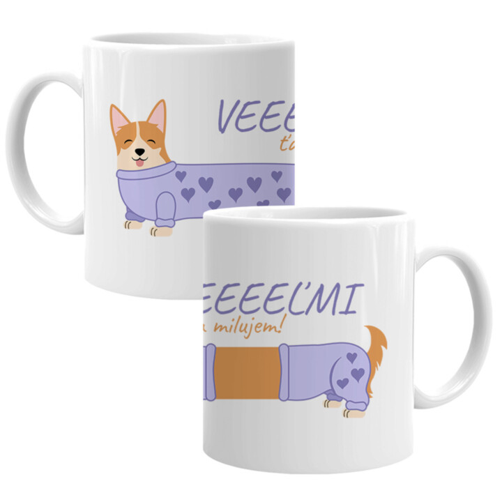 Veeeeeeľmi ťa milujem - Welsh Corgi - keramický hrnček s potlačou