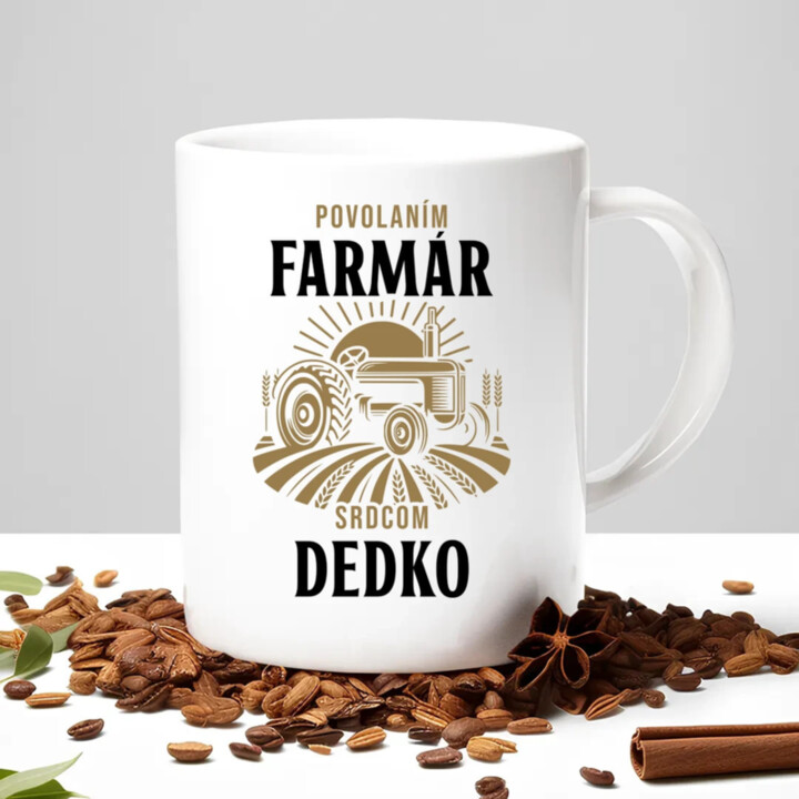 Povolaním farmár, srdcom dedko - keramický hrnček s potlačou
