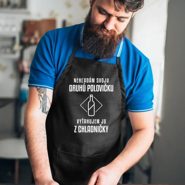 Nehľadám svoju druhú polovičku - zástera s potlačou