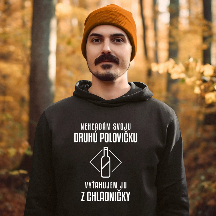 Nehľadám svoju druhú polovičku  - pánska mikina s potlačou