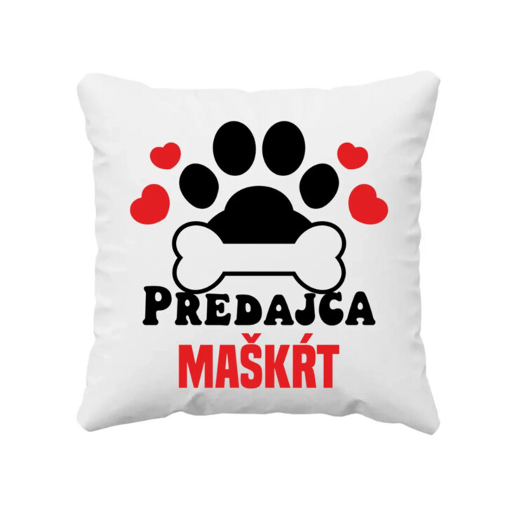 Predajca maškŕt - vankúš s potlačou
