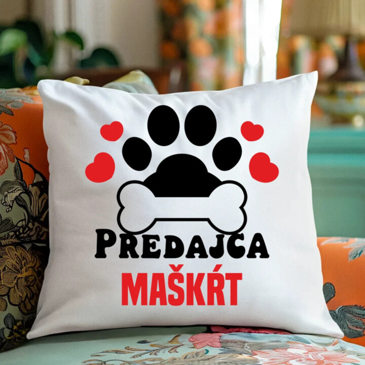 Predajca maškŕt - vankúš s potlačou