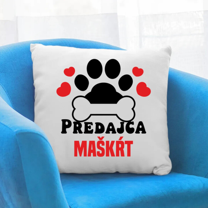 Predajca maškŕt - vankúš s potlačou
