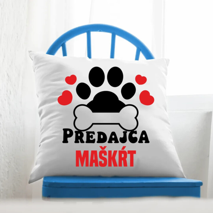 Predajca maškŕt - vankúš s potlačou