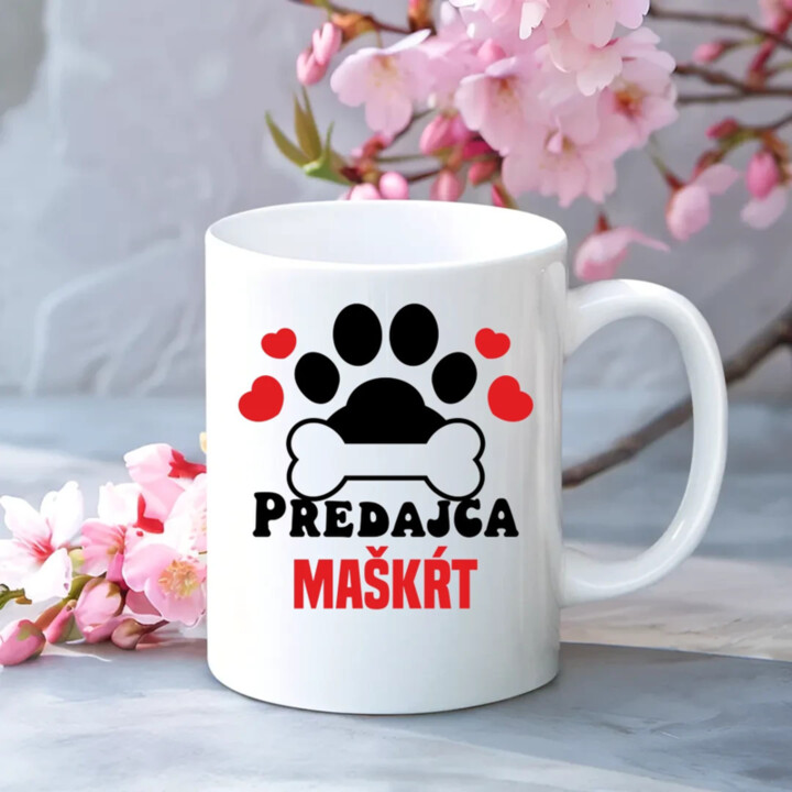 Predajca maškŕt - keramický hrnček s potlačou