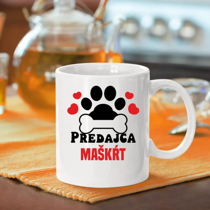 Predajca maškŕt - keramický hrnček s potlačou