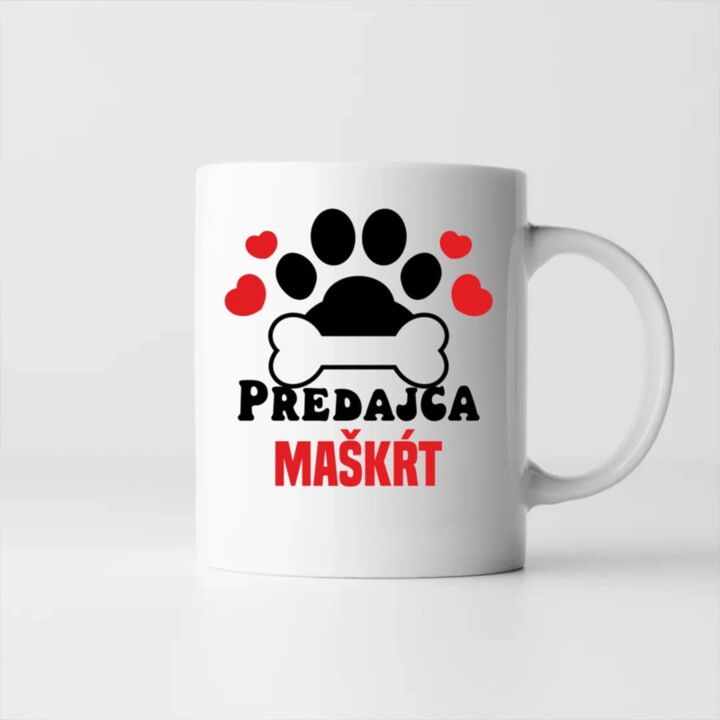 Predajca maškŕt - keramický hrnček s potlačou
