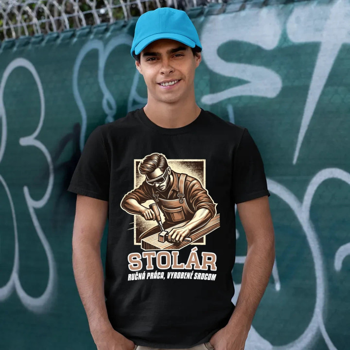 Stolár - ručná práca, vyrobené srdcom - pánske tričko s potlačou