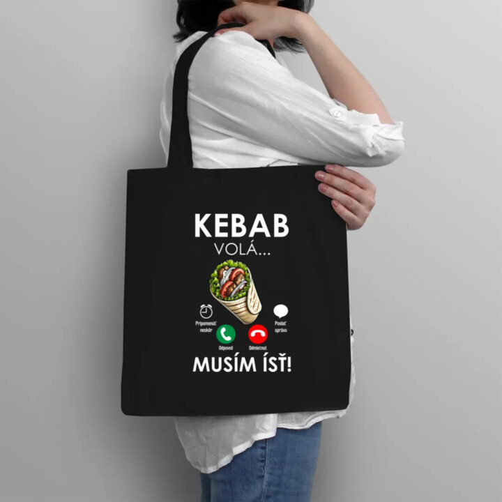 Kebab volá - musím ísť - taška s potlačou