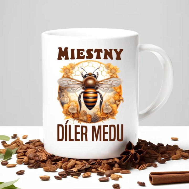 Miestny díler medu - keramický hrnček s potlačou