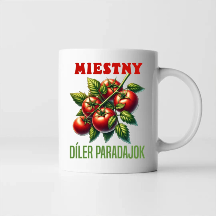 Miestny díler paradajok - keramický hrnček s potlačou