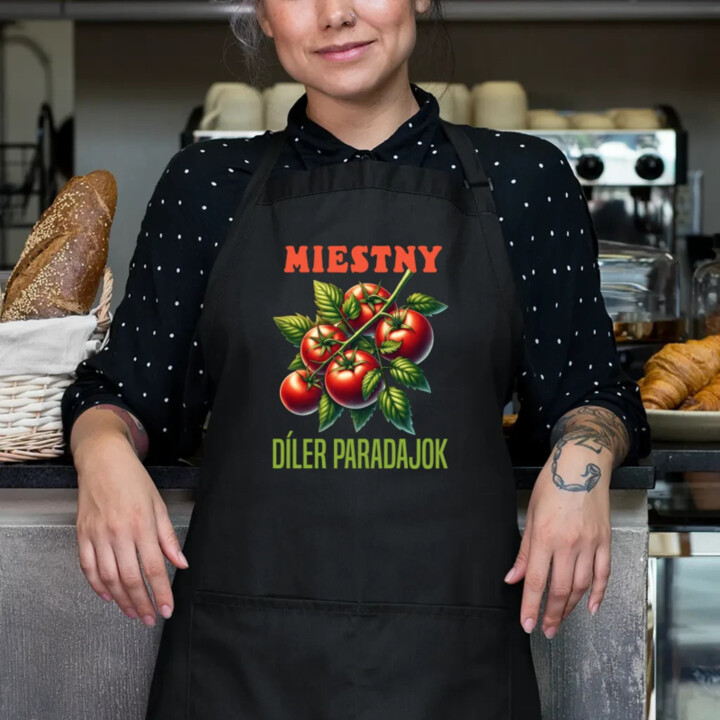 Miestny díler paradajok - zástera s potlačou