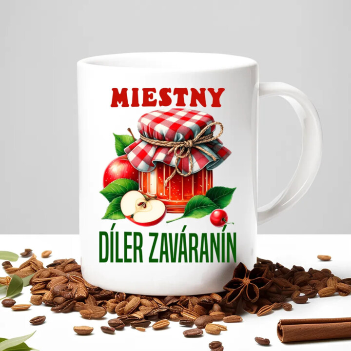 Miestny díler zaváranín - keramický hrnček s potlačou