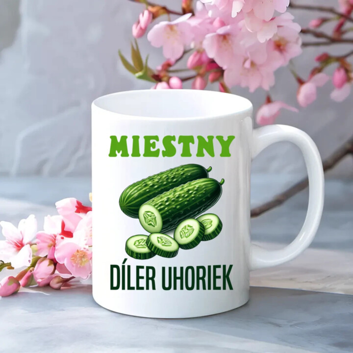 Miestny díler uhoriek - keramický hrnček s potlačou