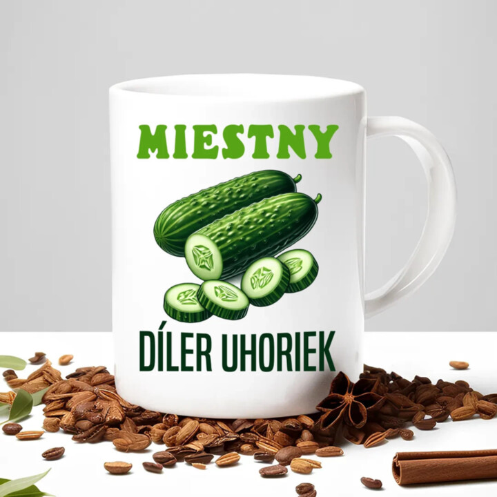 Miestny díler uhoriek - keramický hrnček s potlačou