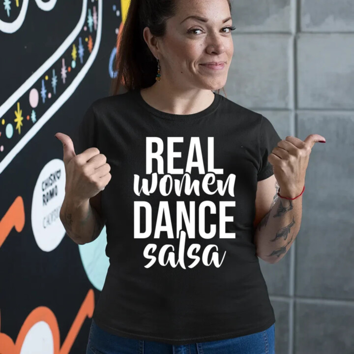Real women dance salsa - dámske tričko s potlačou