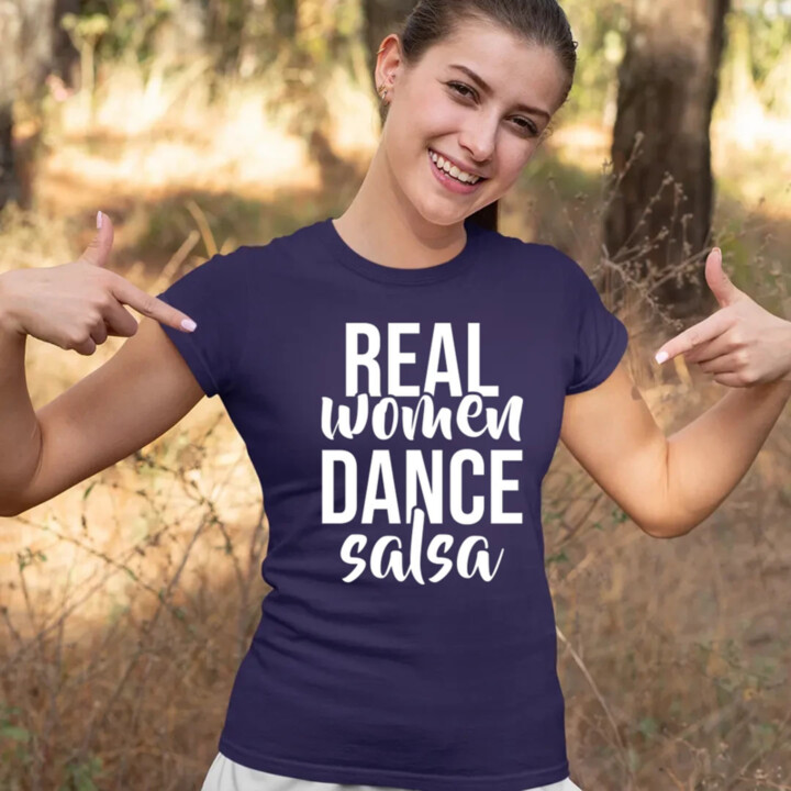 Real women dance salsa - dámske tričko s potlačou