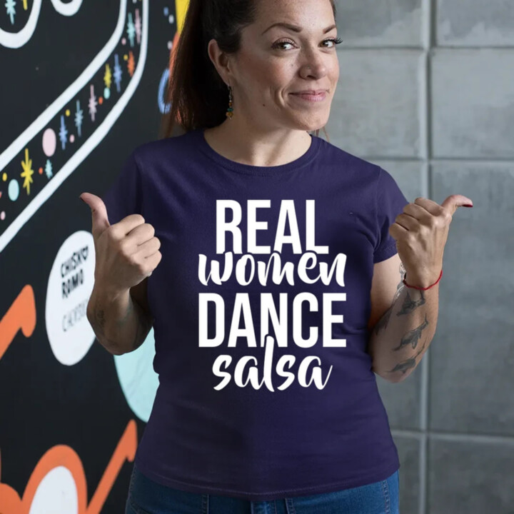 Real women dance salsa - dámske tričko s potlačou