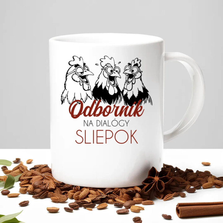 Odborník na dialógy sliepok - keramický hrnček s potlačou