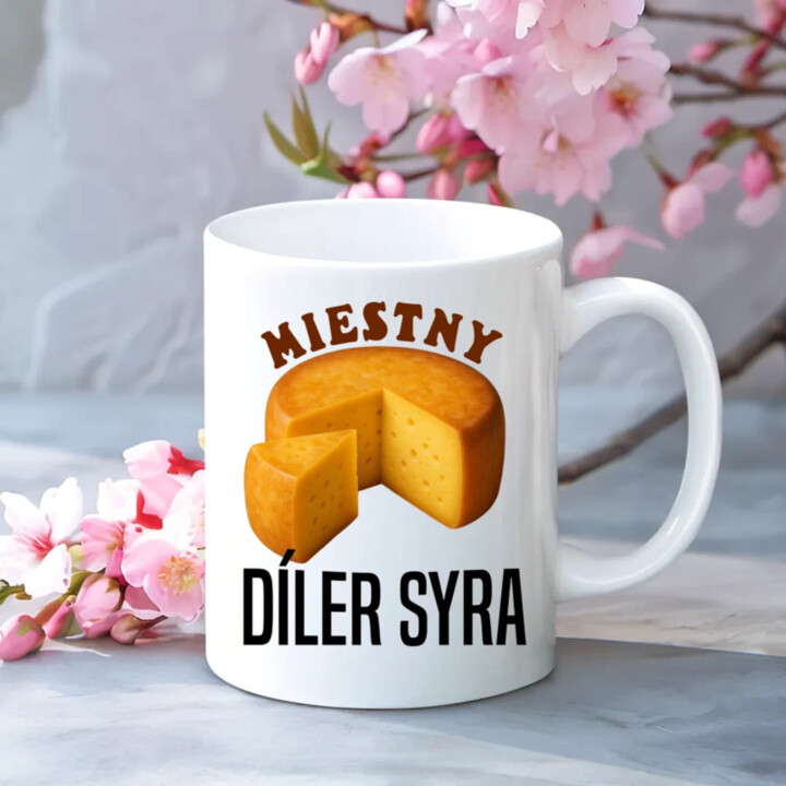 Miestny díler syra - keramický hrnček s potlačou