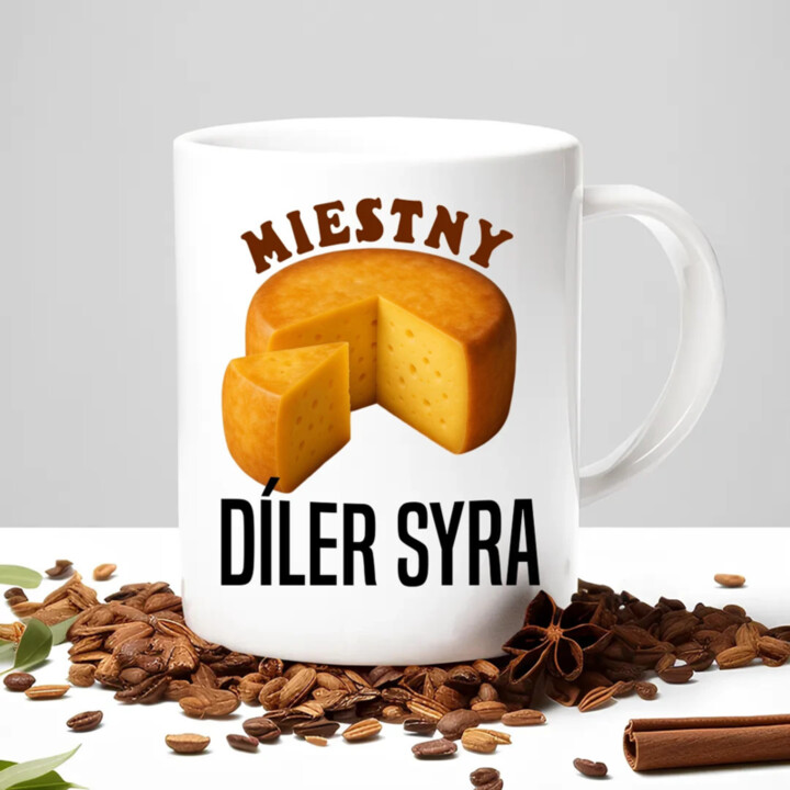 Miestny díler syra - keramický hrnček s potlačou