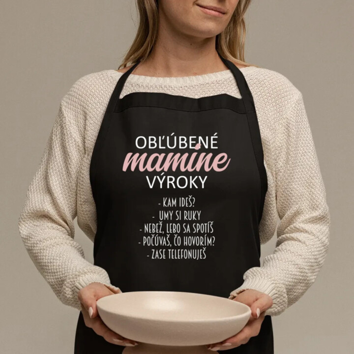 Obľúbené mamine výroky - zástera s potlačou