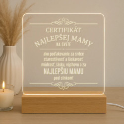 Certifikát najlepšej mamy na svete - LED lampička s gravírovaním