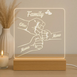 Family - jedno dieťa - LED lampička s gravírovaním