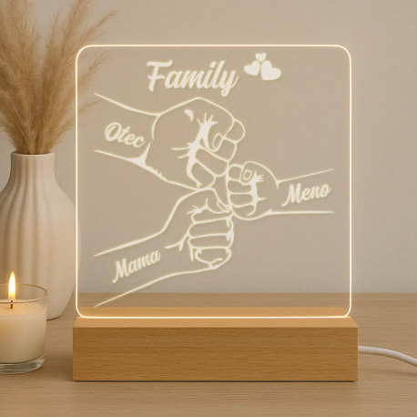 Family - jedno dieťa - LED lampička s gravírovaním