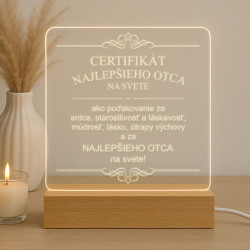 Certifikát najlepšieho otca na svete - LED lampička s gravírovaním