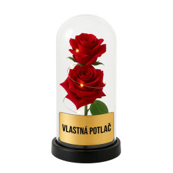 Večná ruža pod skleneným poklopom s gravírovaním - produkt s vlastnou potlačou