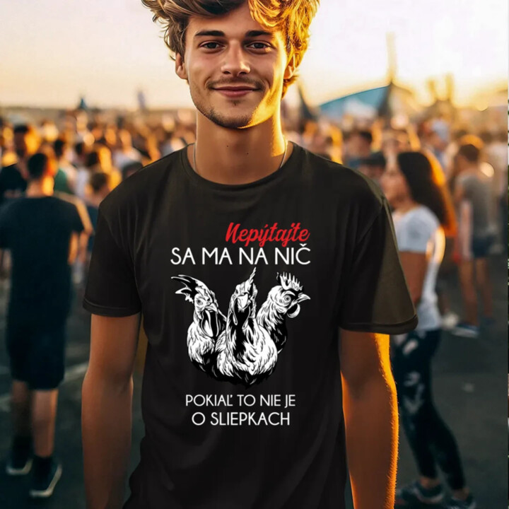 Nepýtajte sa ma na nič, pokiaľ to nie je o sliepkach - pánske tričko s potlačou