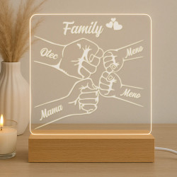 Family - dve deti - LED lampička s gravírovaním - personalizovaný produkt