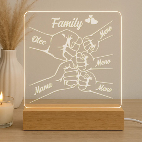 Family - tri deti - LED lampička s gravírovaním - personalizovaný produkt