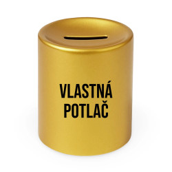 Zlatá keramická pokladnička s gravírovaním - produkt s vlastnou potlačou