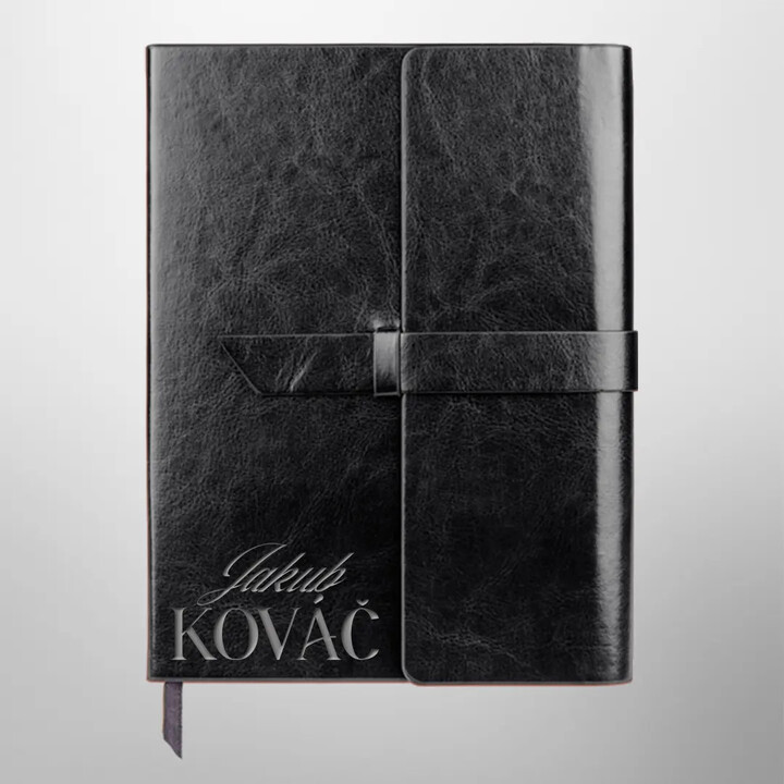 Meno + priezvisko - Zápisník z eko kože s gravírovaním - personalizovaný produkt