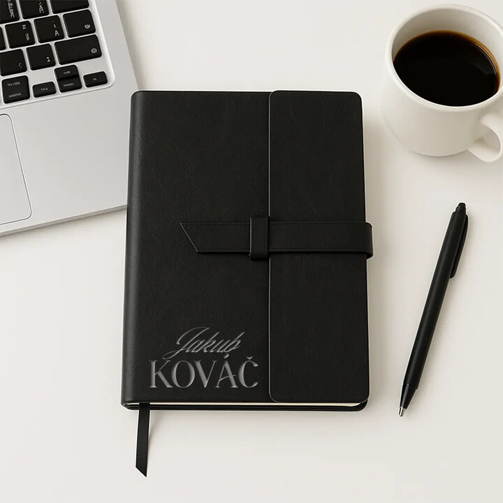 Meno + priezvisko - Zápisník z eko kože s gravírovaním - personalizovaný produkt