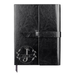 Monogram - listy - zápisník z eko kože s gravírovaním - personalizovaný produkt