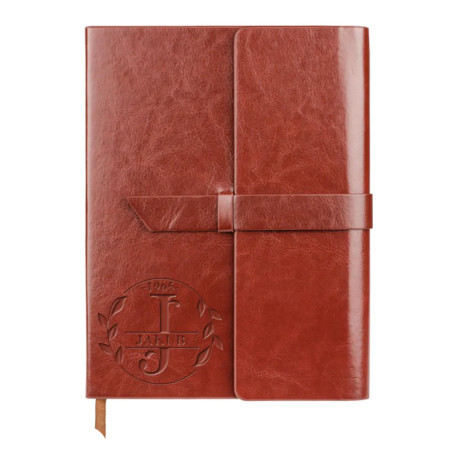 Monogram - listy - zápisník z eko kože s gravírovaním - personalizovaný produkt