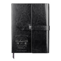 Dobrý učiteľ učí - zápisník z eko kože s gravírovaním - personalizovaný produkt
