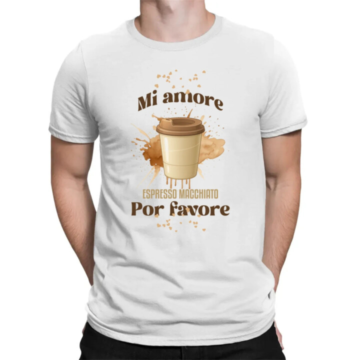 Mi amore espresso macchiato por favore - pánske tričko s potlačou