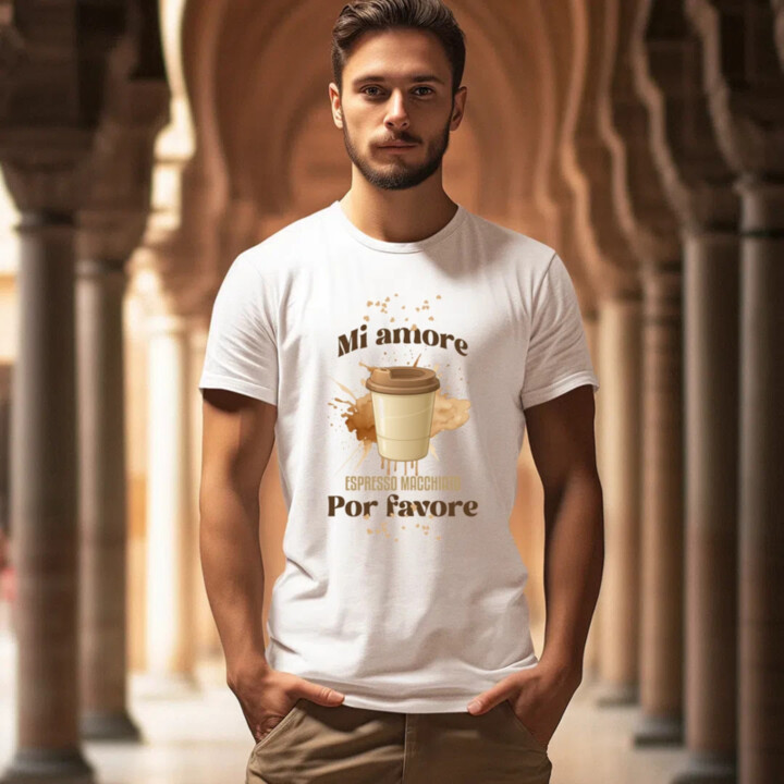 Mi amore espresso macchiato por favore - pánske tričko s potlačou
