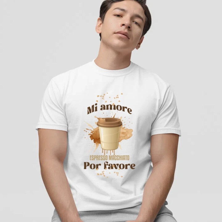 Mi amore espresso macchiato por favore - pánske tričko s potlačou