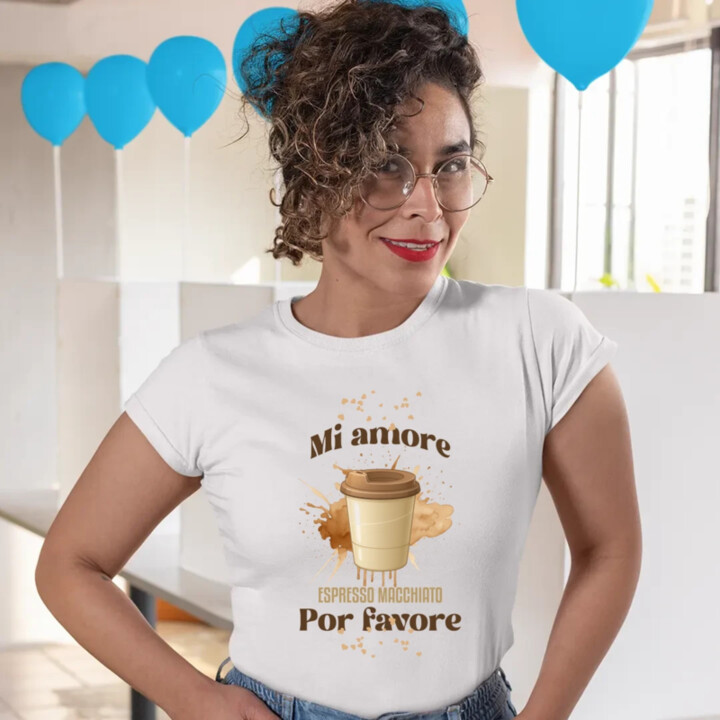 Mi amore espresso macchiato por favore - dámske tričko s potlačou