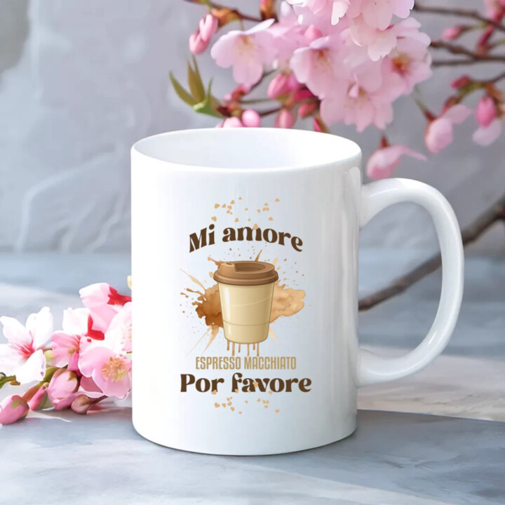 Mi amore espresso macchiato por favore - keramický hrnček s potlačou