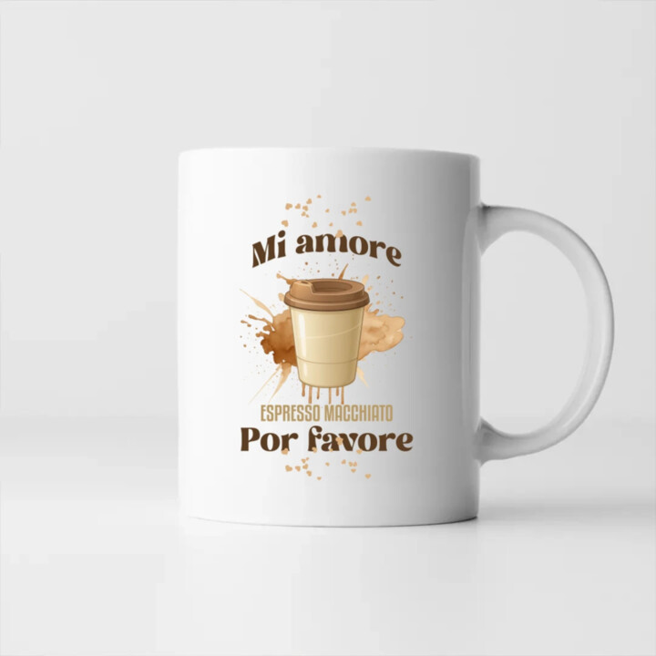 Mi amore espresso macchiato por favore - keramický hrnček s potlačou