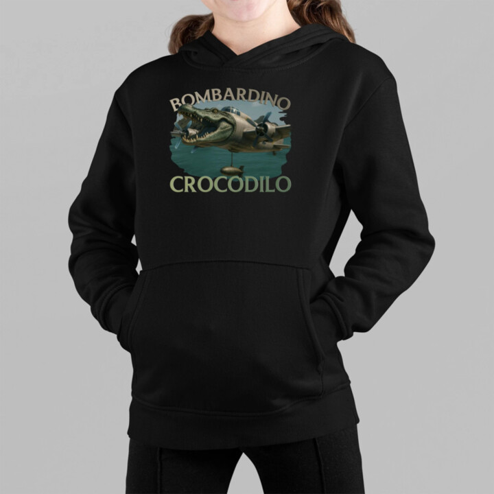 Bombardino Crocodilo - Italian Brainrot - detská mikina s kapucňou