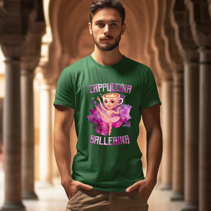 Ballerina Cappuccina - Italian Brainrot - pánske tričko s potlačou