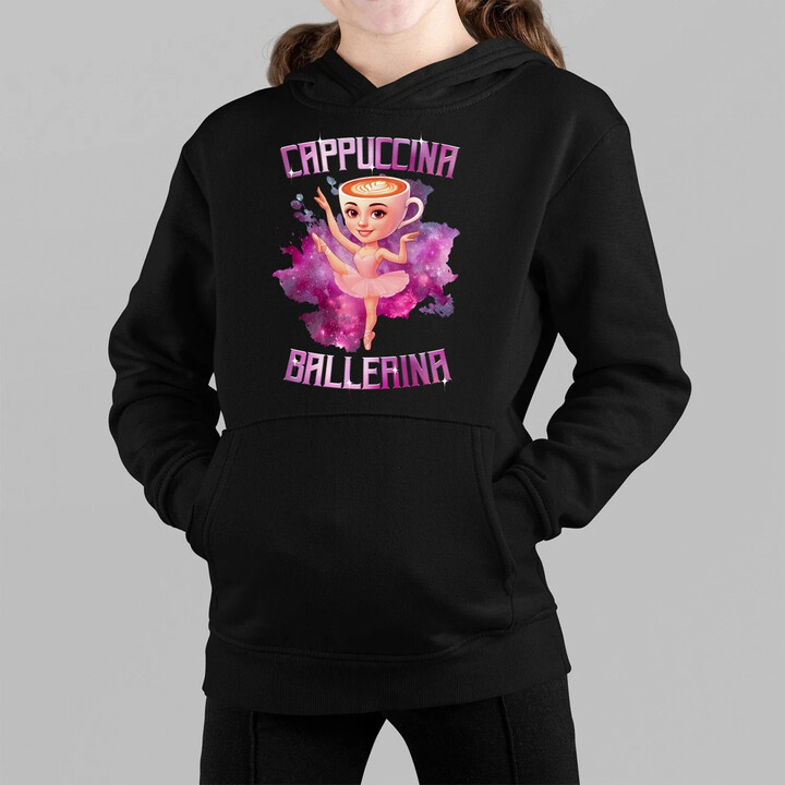 Ballerina Cappuccina - Italian Brainrot - detská mikina s kapucňou